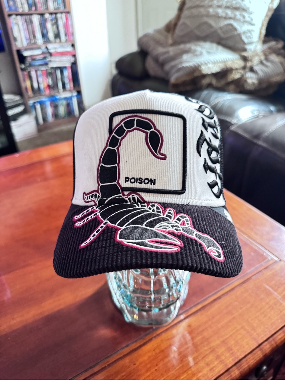 Goorin Bros. Scorpio Romeo embroidered trucker hat.